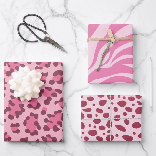 Animal Print Wild Animals Pattern Birthday ラッピングペーパーシート (正面)