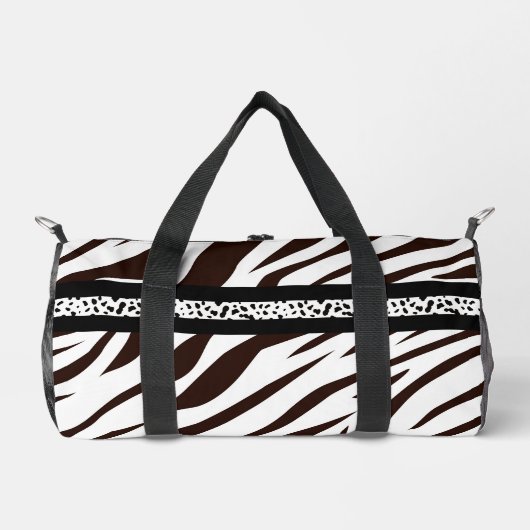 Animal print zebra black and white  ダッフルバッグ (正面)