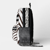 Animal print zebra black and white プリントバックパック (右)