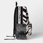 Animal print zebra black and white プリントバックパック (左)