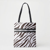 Animal print zebra black and white bag market トートバッグ (正面)