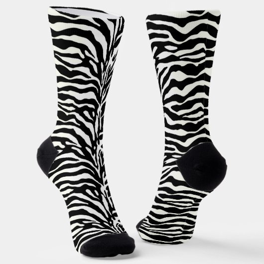 Animal Print, Zebra in Black and White ソックス (傾斜あり)