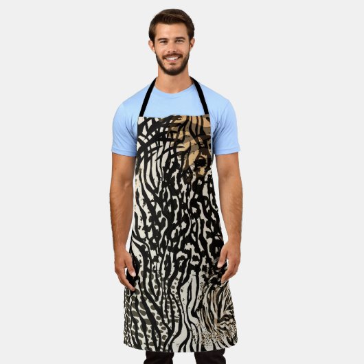 Animal print zebra modern All-Over Print Apron エプロン (着用した状態)
