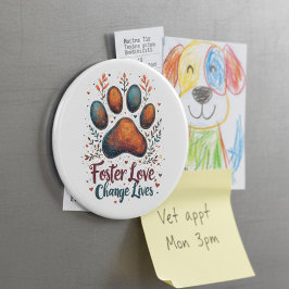 Animal Rescue Foster Love Change Lives Paw Print マグネット