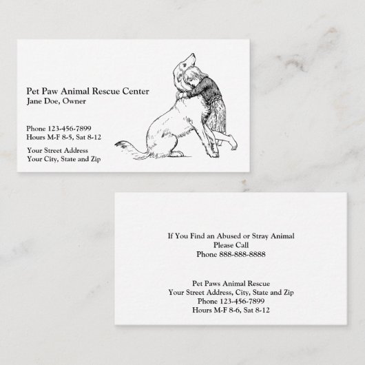 Animal Rescue Shelter Business Card 名刺 (正面/裏面)