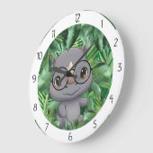 animal rhino ラージ壁時計 (傾斜)