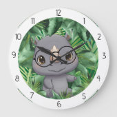 animal rhino ラージ壁時計 (正面)