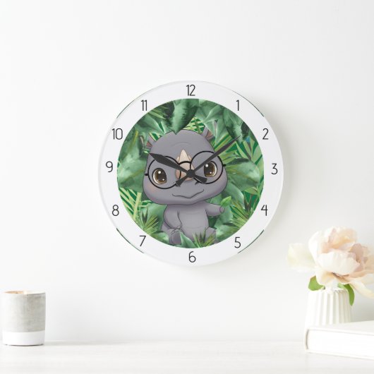 animal rhino ラージ壁時計 (ホーム)