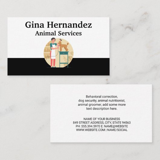 Animal Services | Groomer | Pet Store 名刺 (正面/裏面)