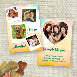 Animal Shelter Adoption Thank You Photo Card 招待状