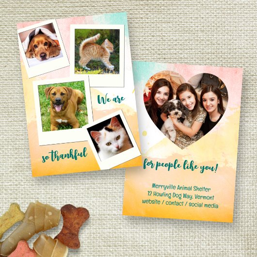 Animal Shelter Adoption Thank You Photo Card 招待状