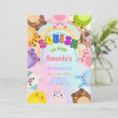 Animal Squish On Over rainbow  girl Birthday 招待状 (スタンド正面)