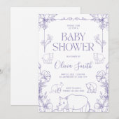 Animal Themed Baby Shower Invitation Baby Boy Girl アドバイスカード (正面/裏面)