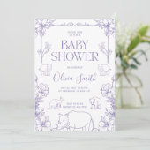 Animal Themed Baby Shower Invitation Baby Boy Girl アドバイスカード (スタンド正面)