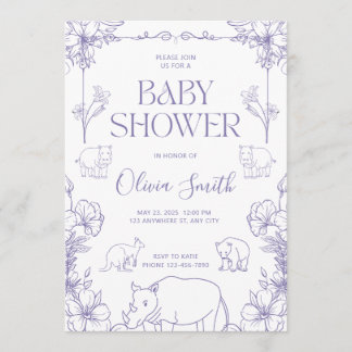 Animal Themed Baby Shower Invitation Baby Boy Girl アドバイスカード
