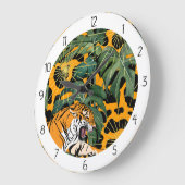animal tiger at the jungle ラージ壁時計 (傾斜)
