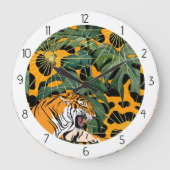 animal tiger at the jungle ラージ壁時計 (正面)