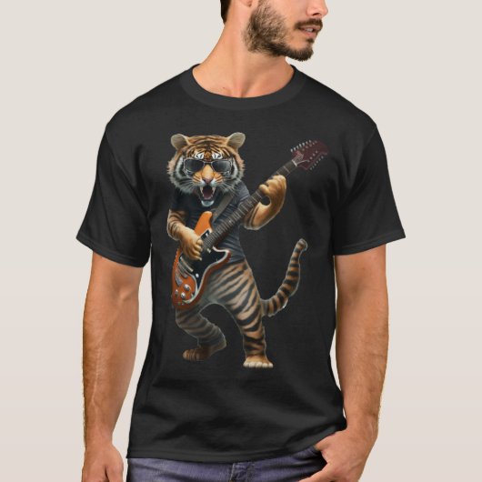 Animal Tiger  Guitar  Tiger Playing Electric Guita Tシャツ (正面)