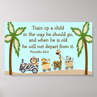 Animal Train Christian Bible Verse Wall Poster ポスター