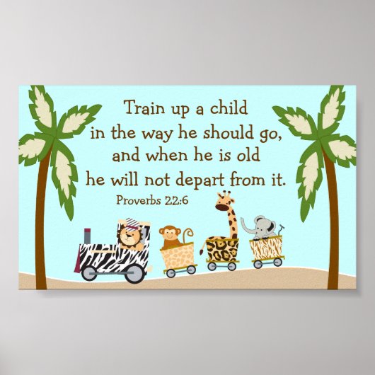 Animal Train Christian Bible Verse Wall Poster ポスター (正面)