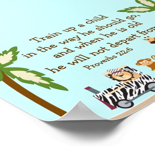 Animal Train Christian Bible Verse Wall Poster ポスター (角)