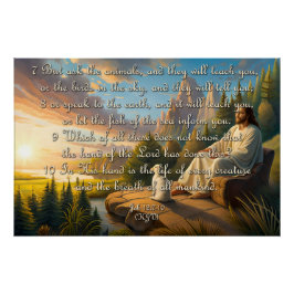 Animal verse poster - Job 12:7-10 ポスター