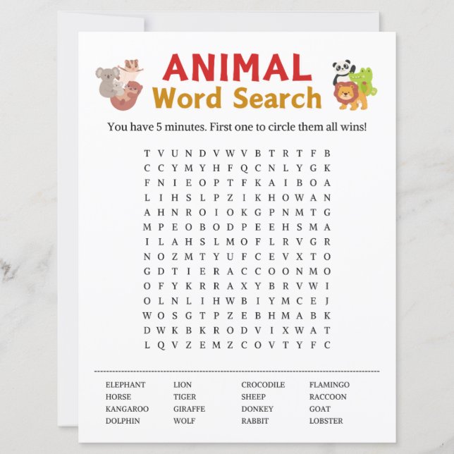 Animal Word Search Game (正面)
