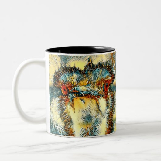 AnimalArt_Bird_008 ツートーンマグカップ (左)