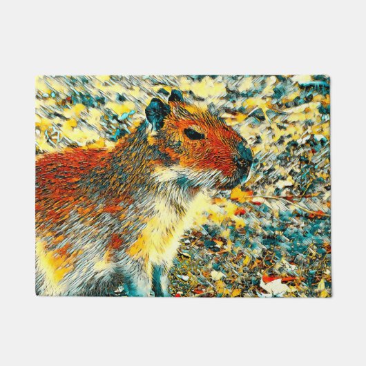 AnimalArt_Capybara_003 ドアマット (正面)