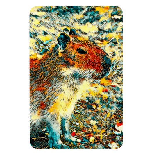 AnimalArt_Capybara_003 マグネット (縦)