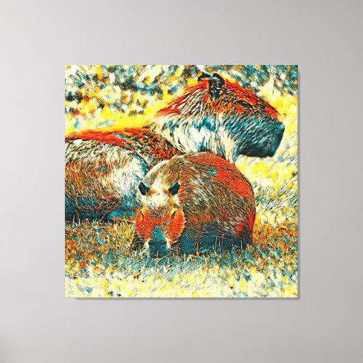 AnimalArt_Capybara_004 キャンバスプリント (正面)