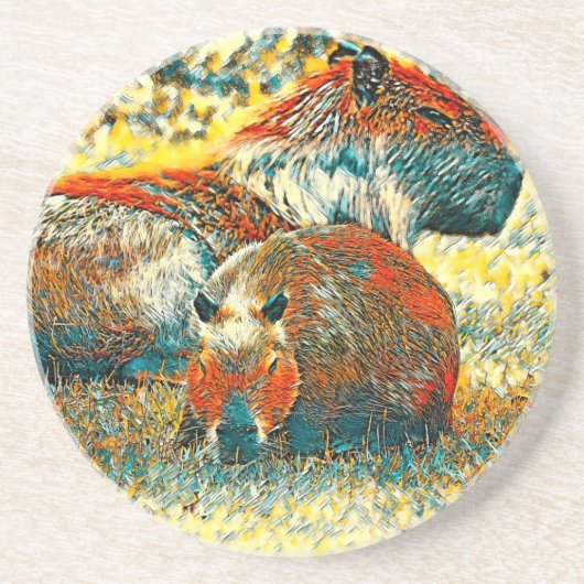 AnimalArt_Capybara_004 コースター (正面)