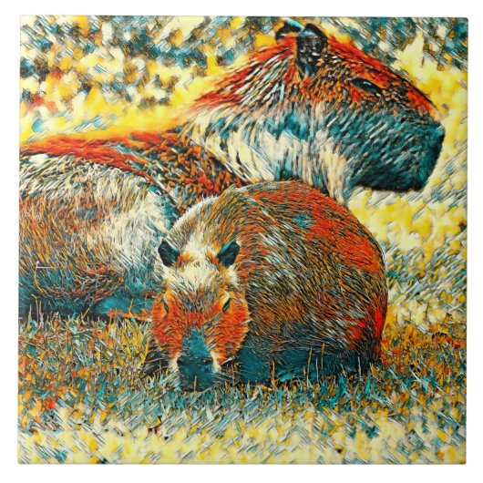 AnimalArt_Capybara_004 タイル (正面)