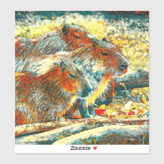 AnimalArt_Capybara_005 シール (シート)