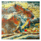 AnimalArt_Capybara_005 タイル (正面)