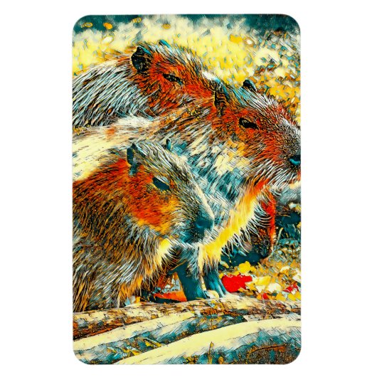 AnimalArt_Capybara_005 マグネット (縦)