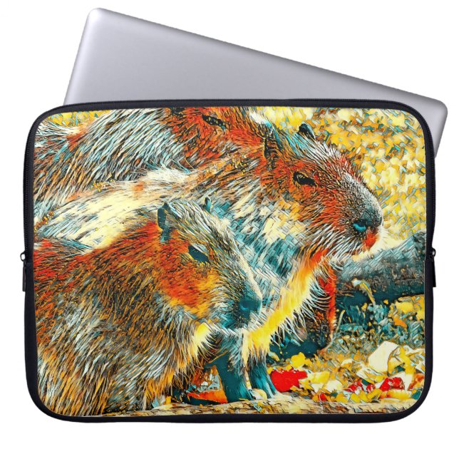 AnimalArt_Capybara_005 ラップトップスリーブ (正面)