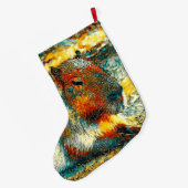 AnimalArt_Capybara_006 ラージクリスマスストッキング (裏面 (吊り時))