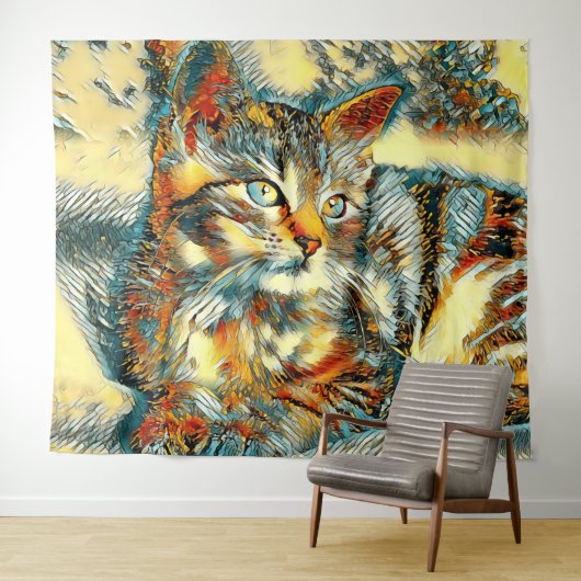 AnimalArt_Cat_015 タペストリー (インサイチュ(横))