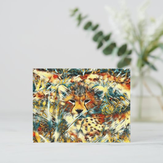 AnimalArt_Cheetah_005 ポストカード (スタンド正面)