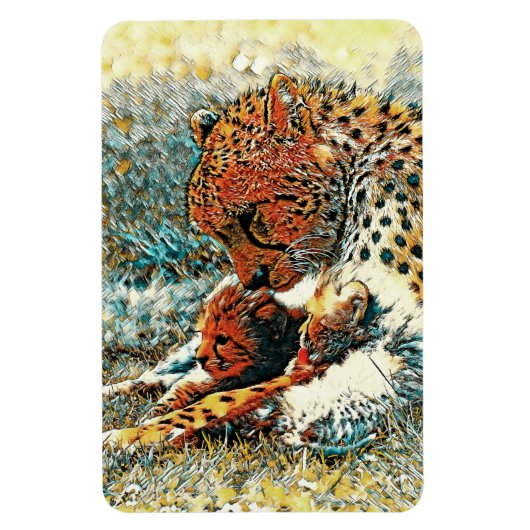 AnimalArt_Cheetah_015 マグネット (縦)