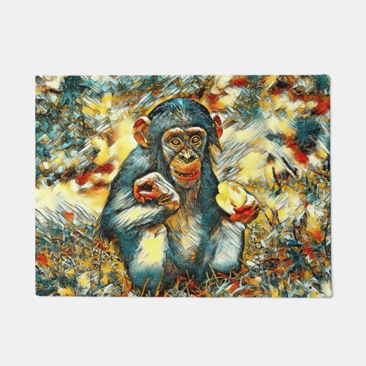AnimalArt_Chimpanzee_003 ドアマット (正面)