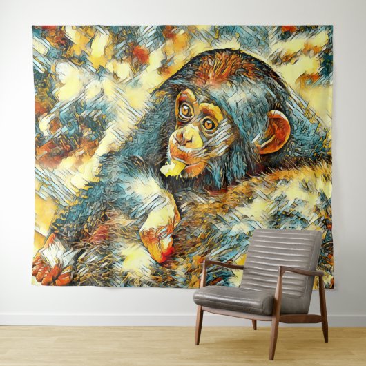 AnimalArt_Chimpanzee_004 タペストリー (インサイチュ(横))