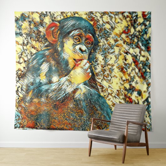 AnimalArt_Chimpanzee_005 タペストリー (インサイチュ(横))