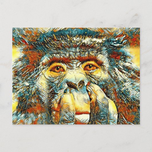 AnimalArt_Chimpanzee_008 ポストカード (正面)