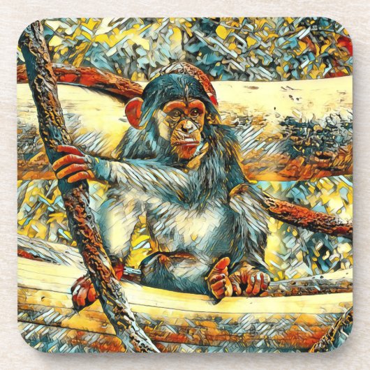 AnimalArt_Chimpanzee_011 コースター (正面)