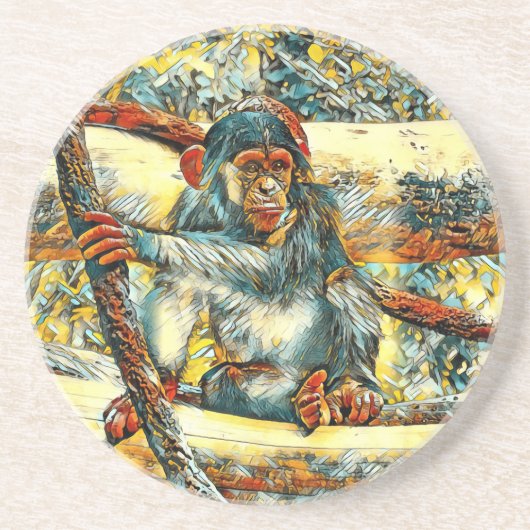 AnimalArt_Chimpanzee_011 コースター (正面)