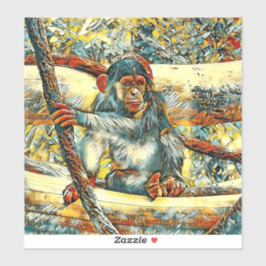 AnimalArt_Chimpanzee_011 シール (シート)