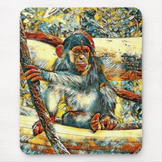 AnimalArt_Chimpanzee_011 マウスパッド (正面)
