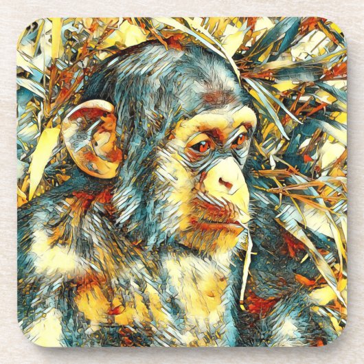 AnimalArt_Chimpanzee_012 コースター (正面)